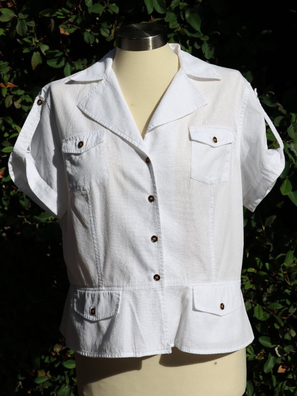 Jones New York White 100% Cotton Sailor-Style Button-Up Shirt ⚓️